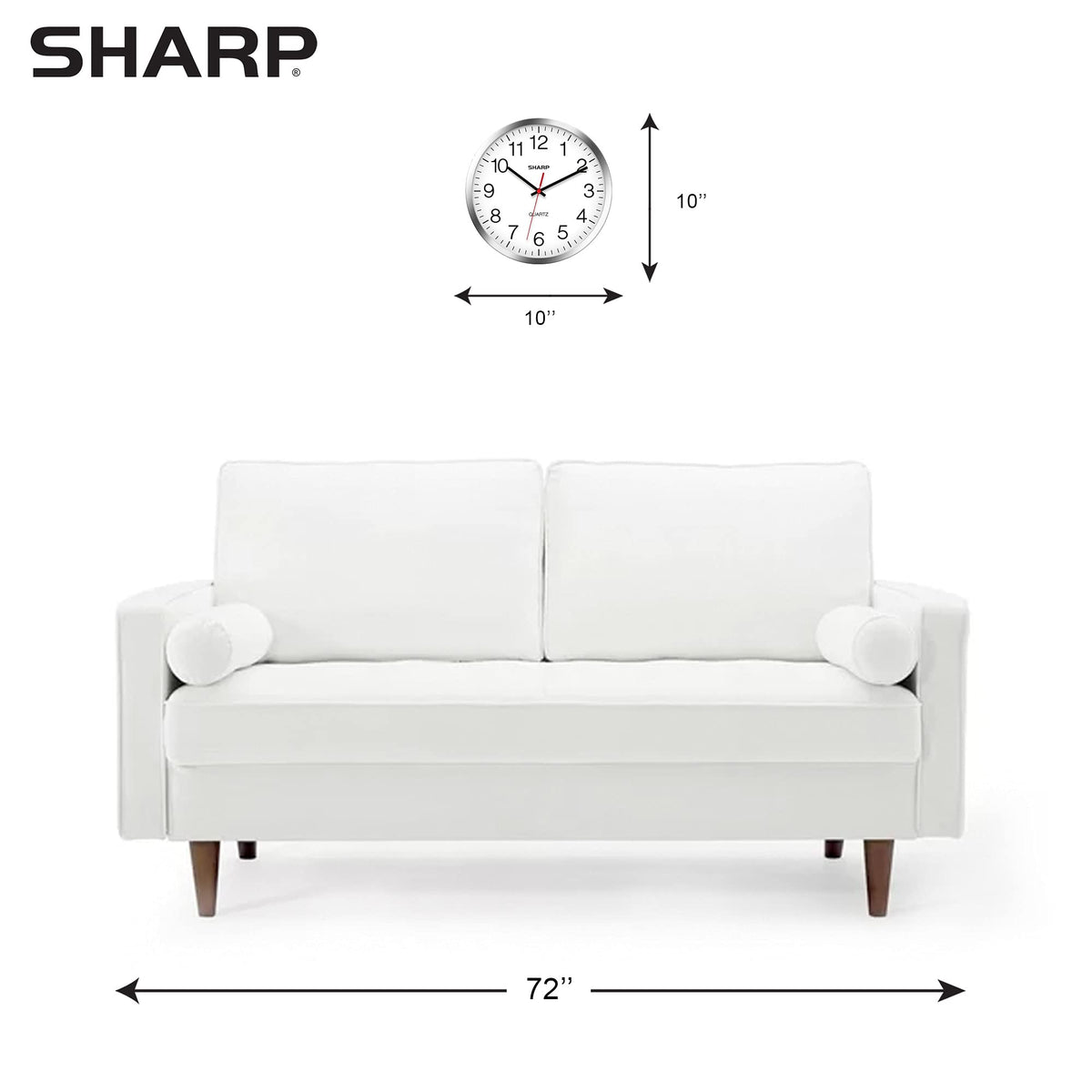 Sharp Wall Clock – Silver/Chrome, Silent Non Ticking 10 Inch Quality Quartz Battery Operated Round Easy to Read Home/Kitchen/Office/Classroom/School Clocks, Sweep Movement
