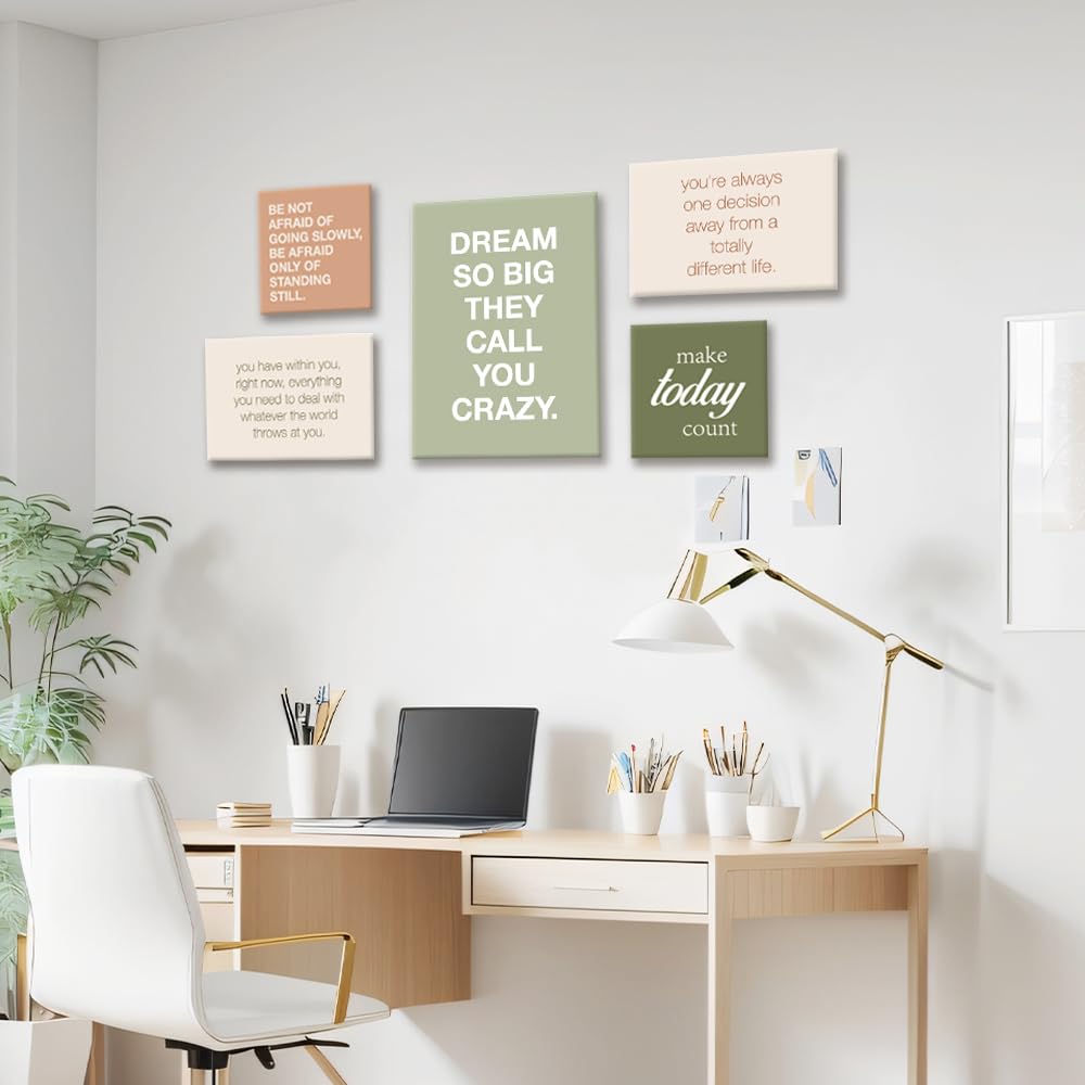 YEOION Inspirational Office Wall Art Motivational Quotes Canvas Wall Decor for Workplace Homeoffice,Office Canvas Wall Decor Set of 6