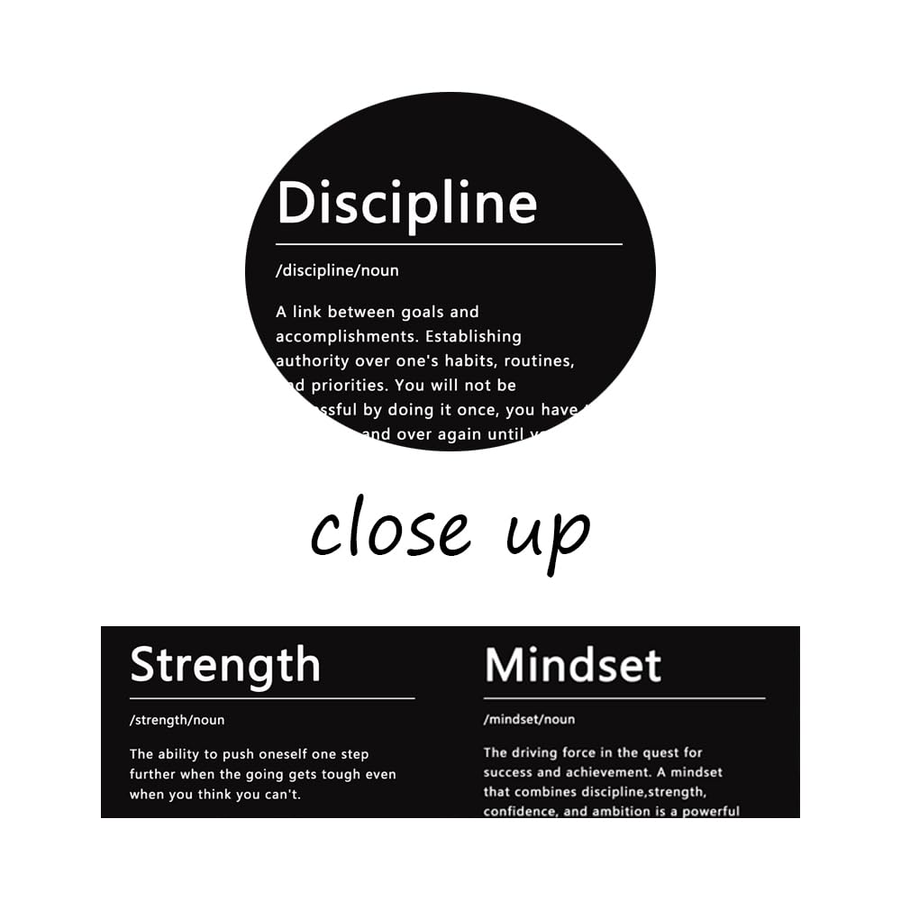Strength Discipline Mindset Noun Inspirational Painting Wall Art 3 Pieces Canvas Print Office Wall Decor Poster Inspiring Framed Motivational Quotes for Wall Art Decoration Ready to Hang[36''Wx 16''H]