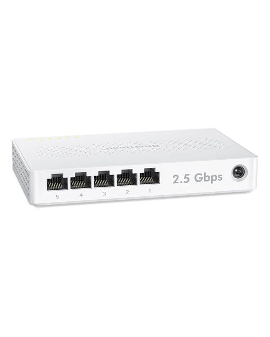 BrosTrend 5 Port 2.5GB Switch, Unmanaged Ethernet Switch for Game Console, PC, NAS, etc. 2.5 Gigabit Network Switch Fanless Plug & Play, Multi-Gigabit Switch, Desktop / Wall Mount, Lifetime Protection