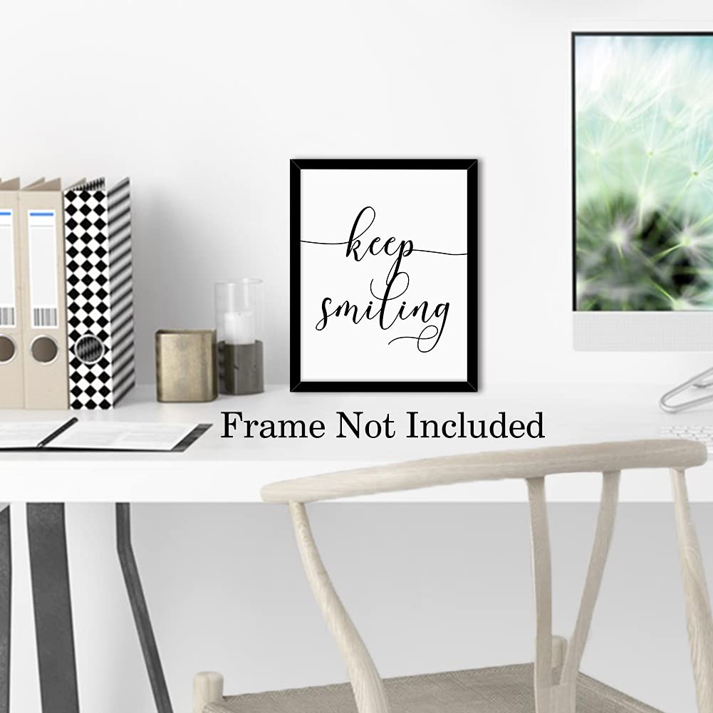 HPNIUB Unframed Inspirational Quote Art Painting,Work Hard,Be Kind,Stay Humble,Keep Smiling Art Print Set of 4 (8”X10” Motivational Phrases Wall Art for Office or Living Room Home Wall Decor