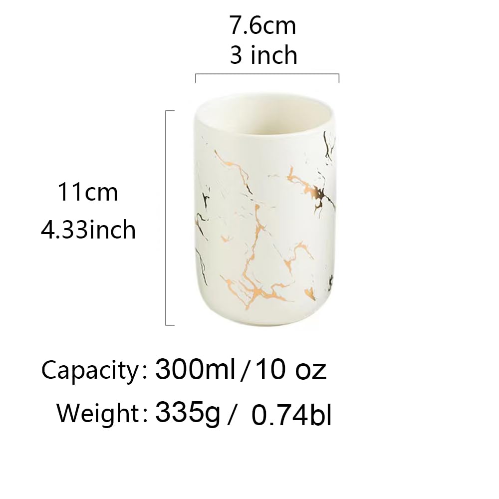 RabyLeo Ceramic Toothbrush Holder, Nordic Toothbrush Cup, Simple Stone Mug. (White)