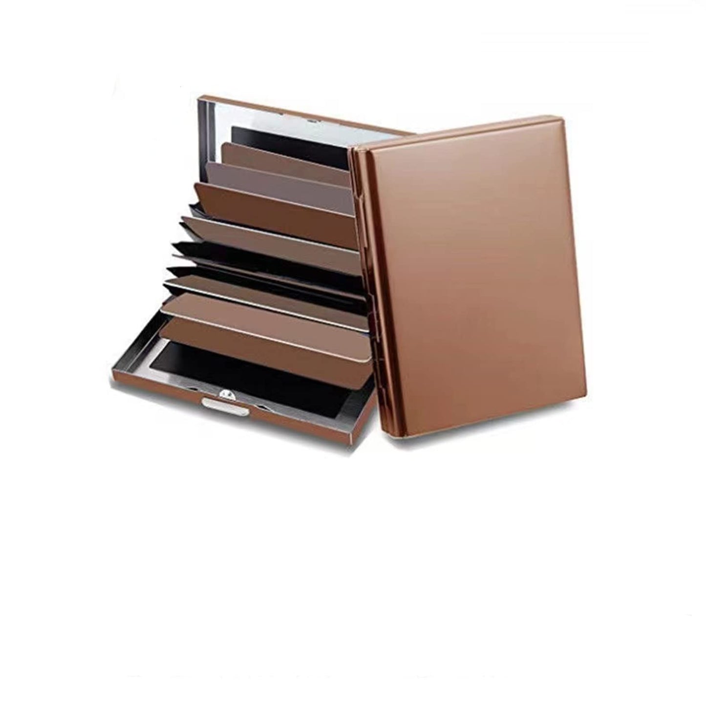 YJHWLF RFID BlockingStainless Steel Credit Card Holder, Men Women Metal Slim Wallet For Driver's License, ID Cards, Credit Cards, Or Business Cards (Rose gold 10 grid)
