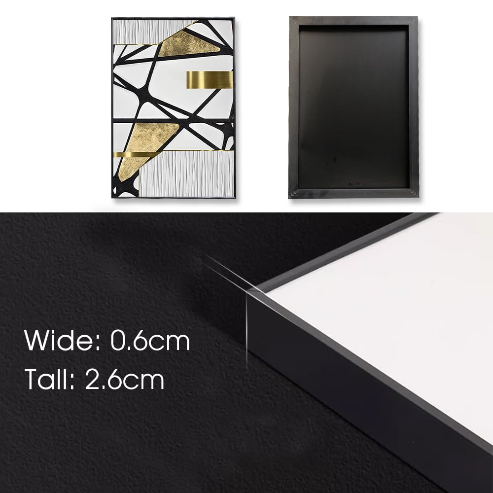 QKF bright abstract geometric wall decoration, modern minimalist black and white wall art, suitable for bedroom, living room, bathroom, office, home poster printing 16 "X 24" inch 3-piece set
