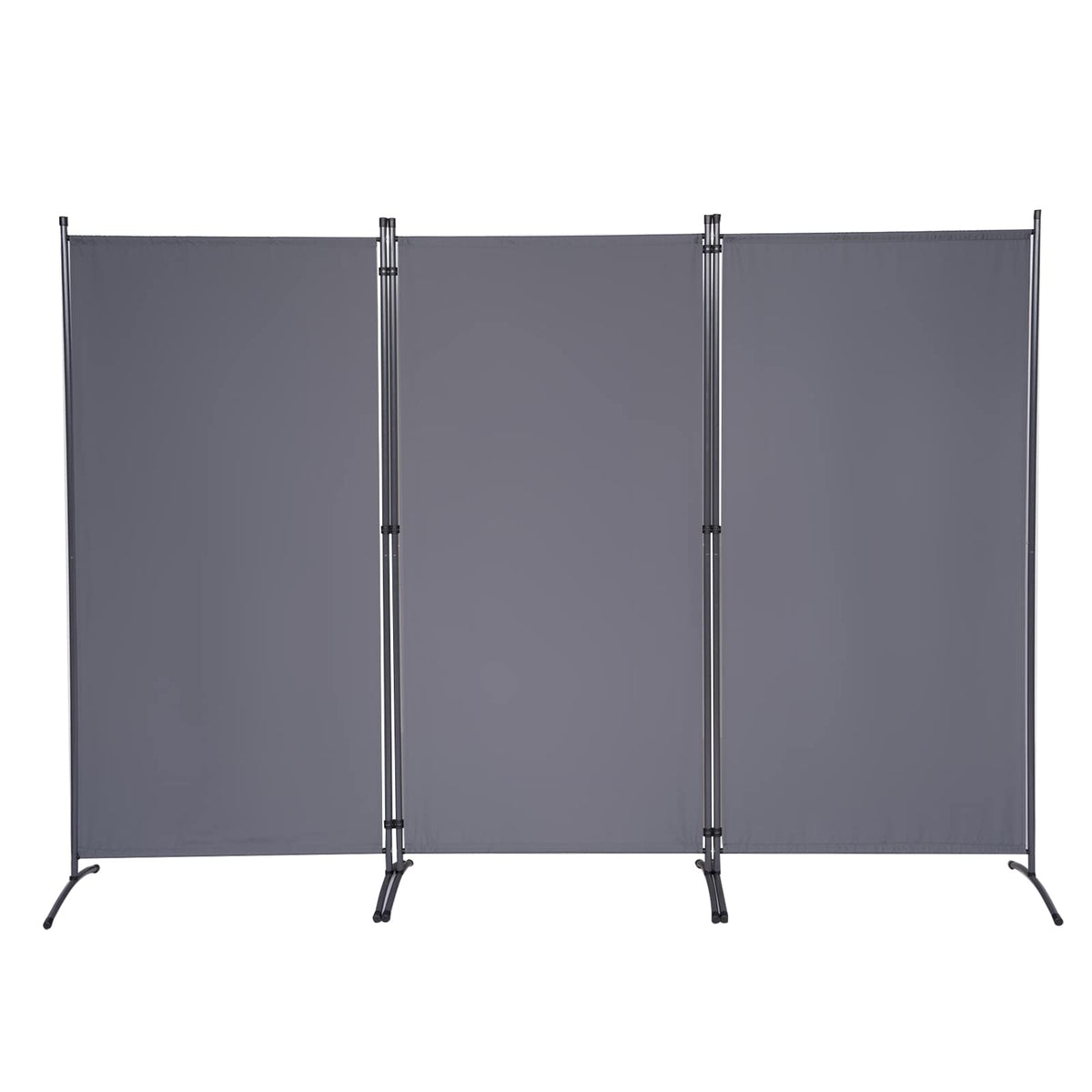 6 FT Tall Room Divider Screen Fabric Wall Divider with Metal Frame, 3 Panel Folding Privacy Screens, Portable Room Divider Panel, Freestanding Room Divider Partition for Office Bedroom Study, Grey