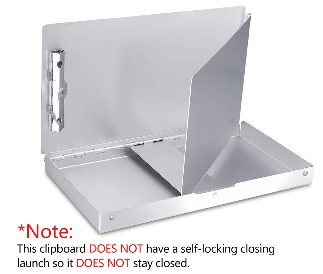Small Aluminum Clipboard with Storage (Memo Size), 6 x 10.2 Inches, Recycled Metal Snapak Form Holder Binder with Inside Serrated Clip Posse Box, Perfect for Truck Driver, Fits Half Letter Size Paper