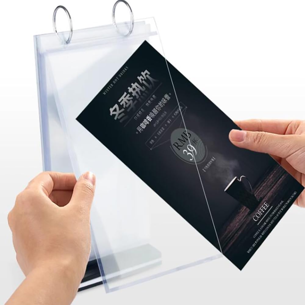 HENGSENLI A5 T-shaped multi-page flip acrylic sign holder, menu / photo / advertising / drink display stand
