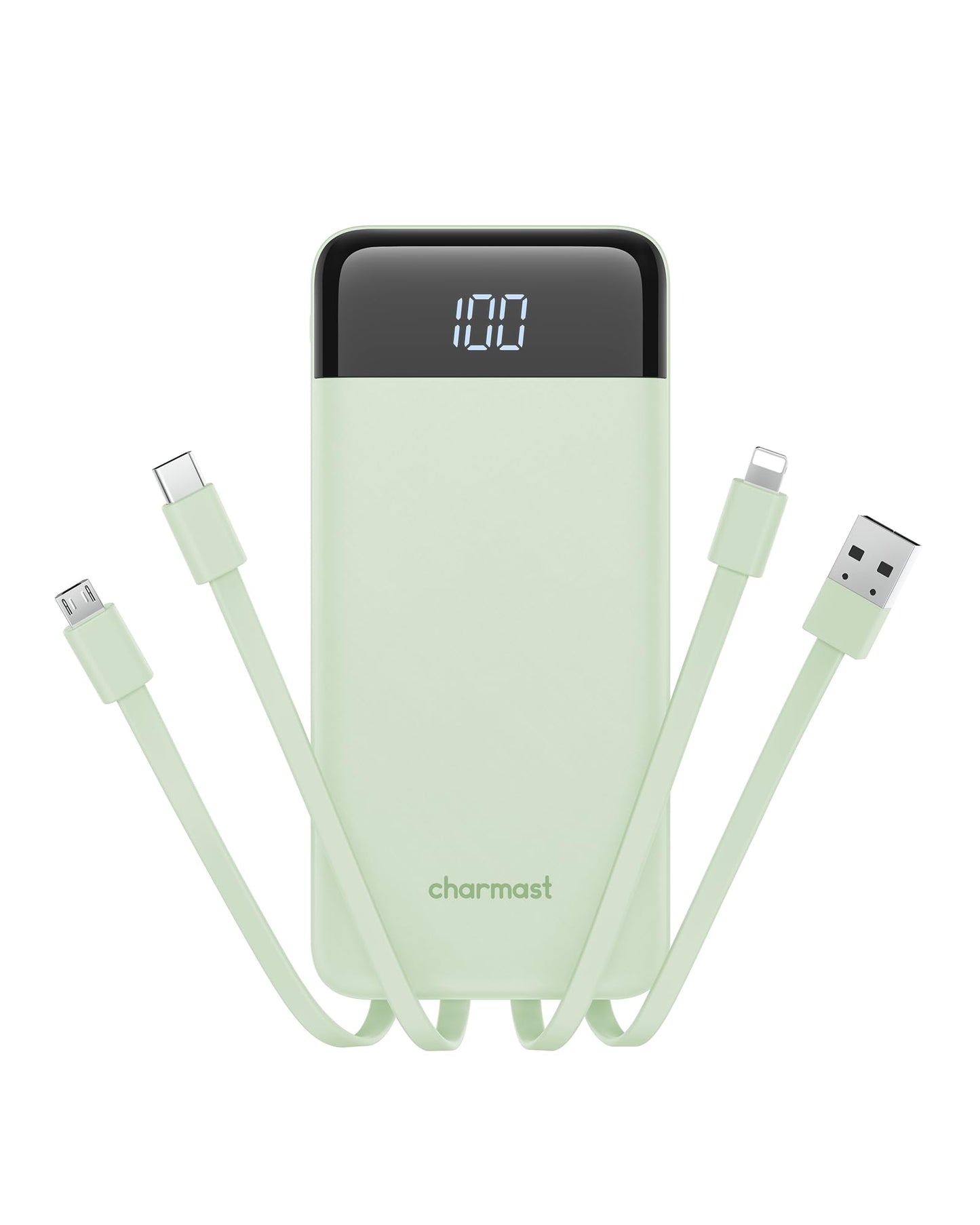 charmast 10000mAh Portable Charger with Built-in Cables, 6 Outputs & 3 Inputs Power Bank, Compact Travel Essential Battery Pack for iPhone 16/15, Samsung S25/S24, Google Pixel, iPad, AirPods & More