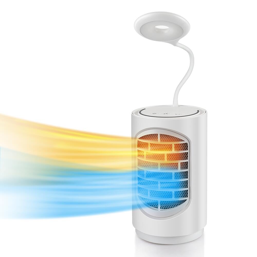 ibo Electric Space Heater Ceramic Small Heater with LED Light, 600W Heater Fan 4 in 1 Desk Heater for Home Office and Indoor
