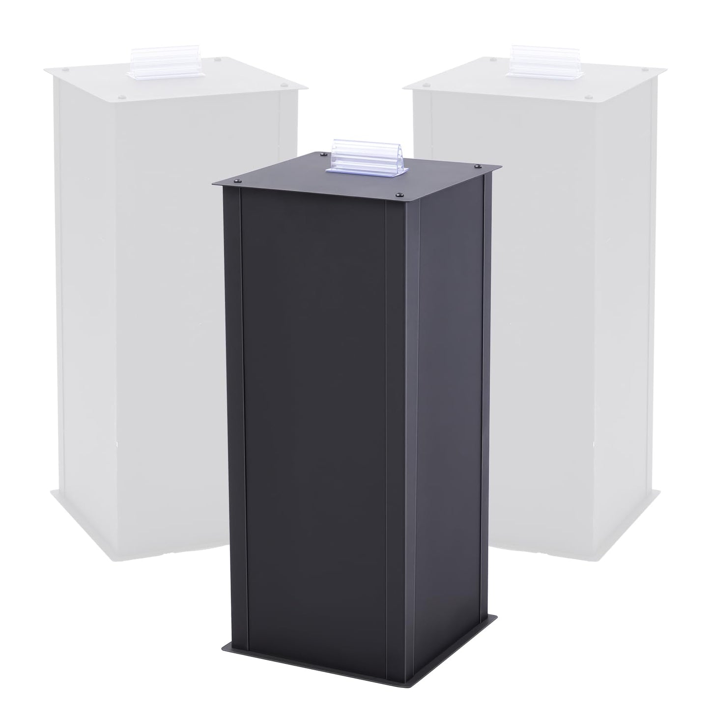 LEIFIDE 19 × 8 1/2 × 8 1/2 inch Rotating Metal Black Four-Sided Magnetic Display Stand, suitable for magnetic keychains, jewelry, badges, models, jewelry fridge magnets, etc