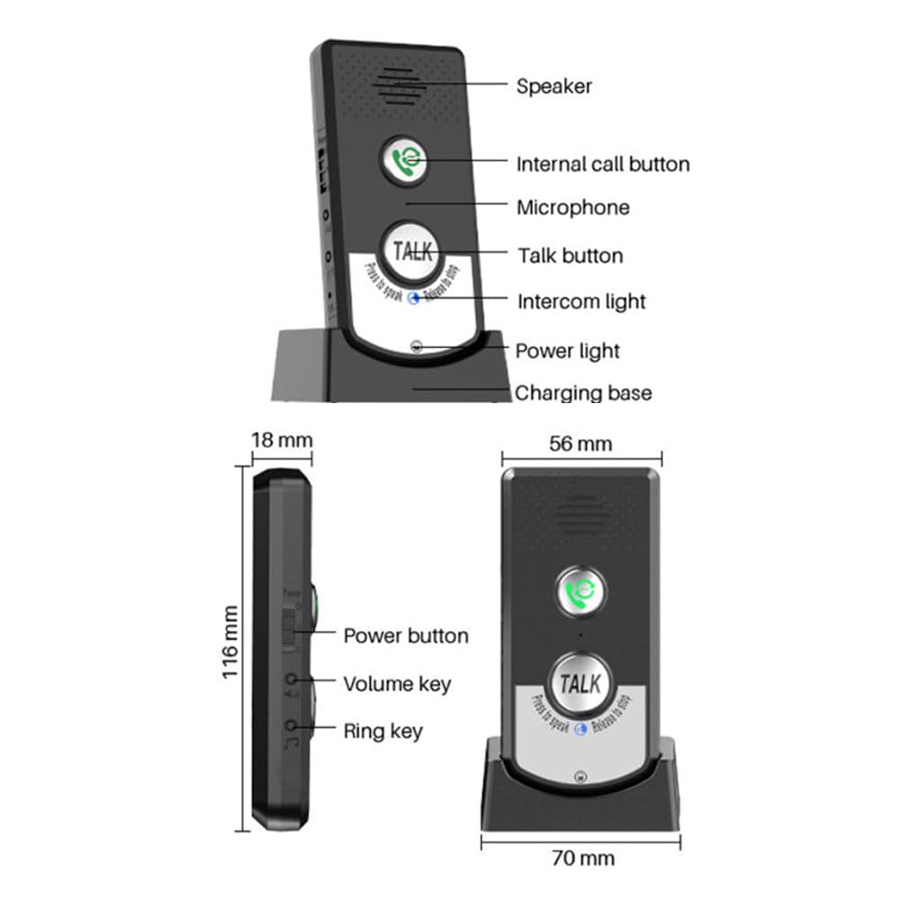 Decdeal 2 Pack Intercoms Wireless for Home, Voice Bidirectional Caller Home Ultra Long Distance Voice Interphone Elderly Caller Room to Room Communication Intercom Two Way Ringtone Call