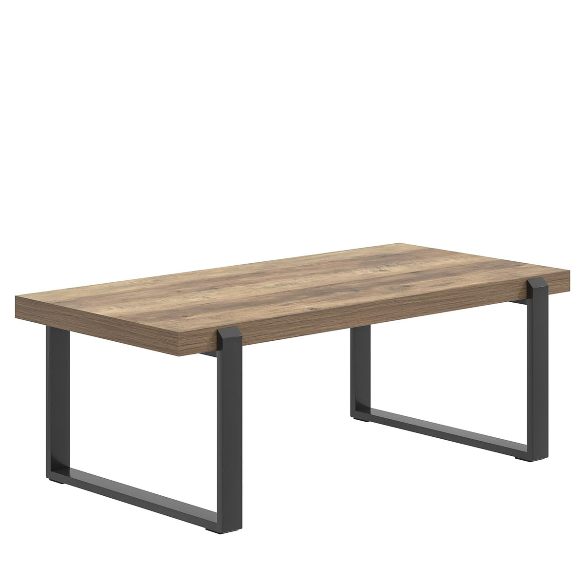 FOLUBAN Rustic Coffee Table, Modern Wood and Metal Industrial Center Table for Living Room, 47 Inch Oak