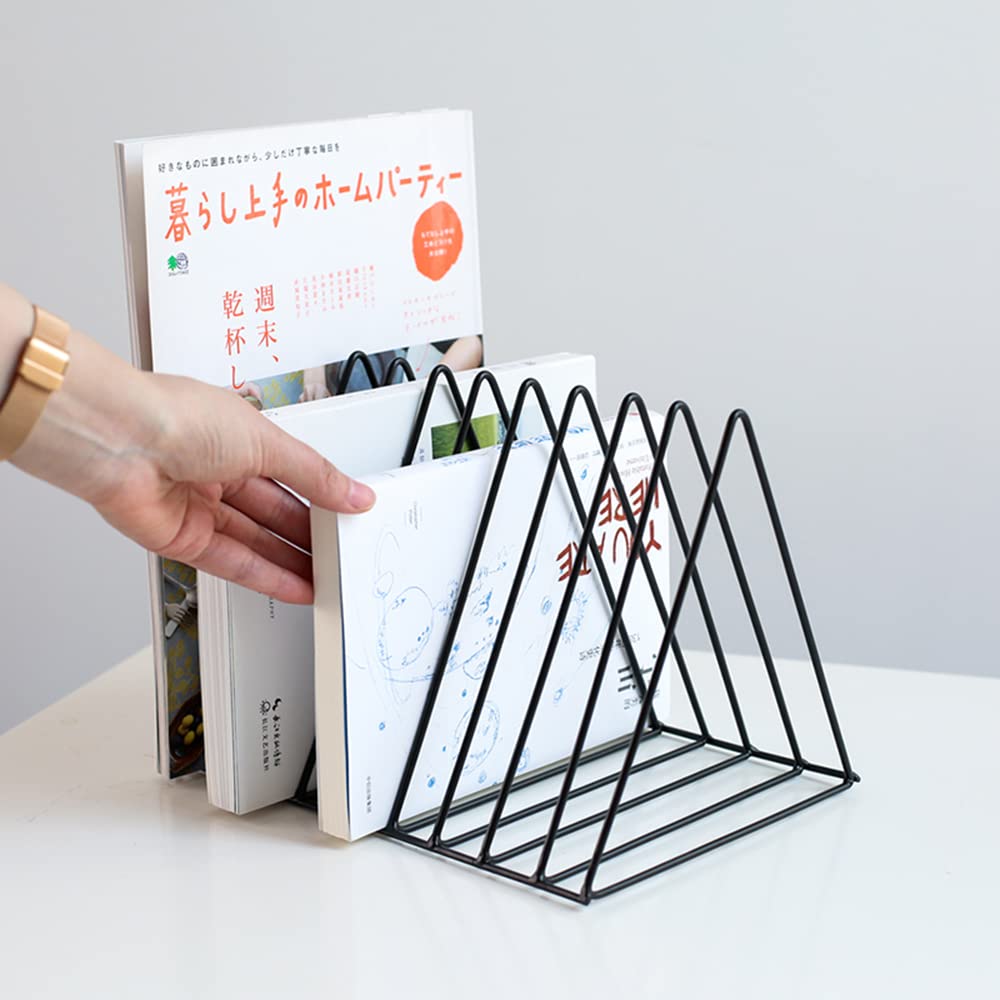 Sooyee 9 Slot Black Magazine Holder,Desktop File Sorter Organizer Triangle Bookshelf Decor Home Office