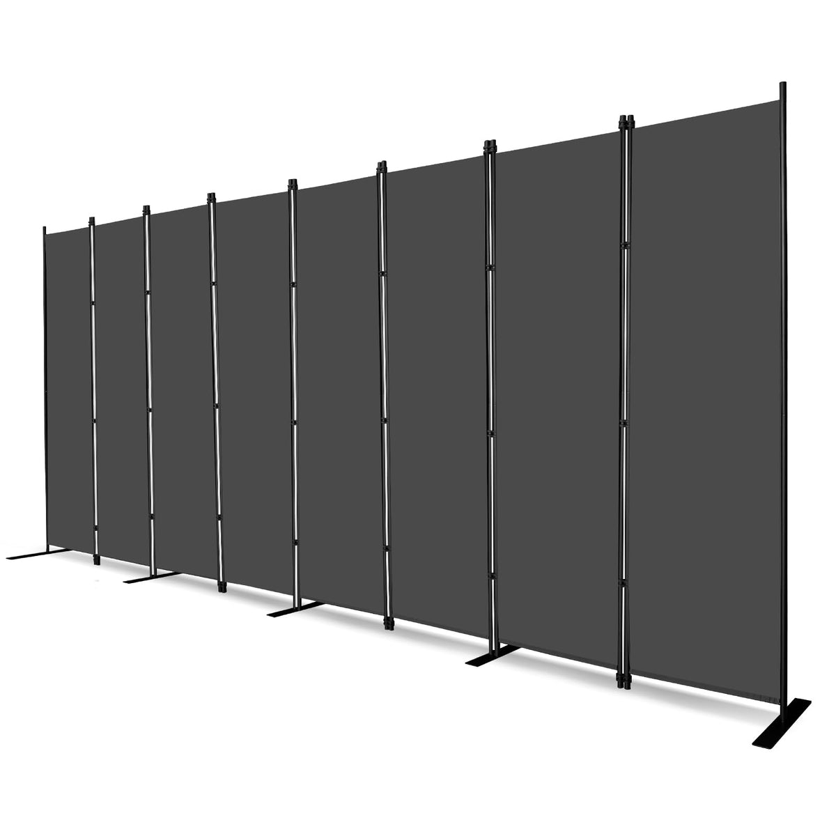 MAYOLIAH 8 Panel Room Divider 6ft Tall Freestanding Privacy Screen 160'' W Portable Office Partition, Grey