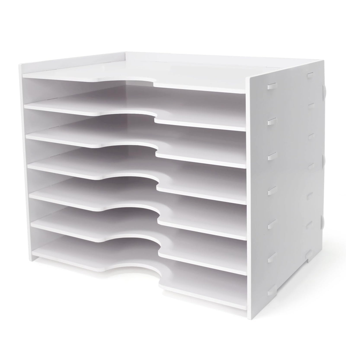 SONGWAY File Organizer for Desk - 7 Tier Wide Document Holder, Letter Mail Tray Storage Rack, A4 Paper Storage Holder, Desktop Organizer for Home Office School, White