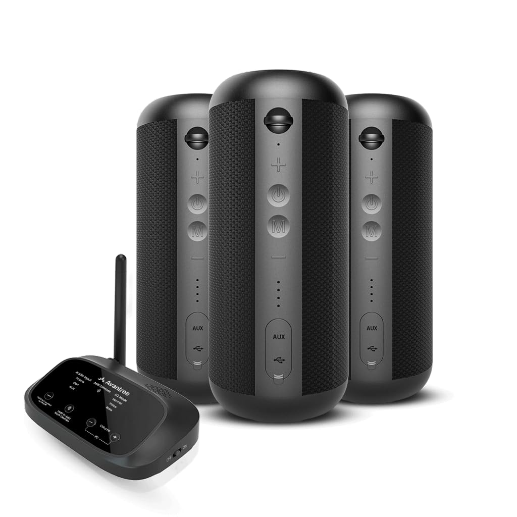 Avantree Harmony 2 – Multi-Room Wireless Speaker System with Bluetooth & Wired Inputs, Easy Setup, Expandable, 30ms Low-Latency Sync for Whole-Home, Meeting Rooms & Small Indoor Events