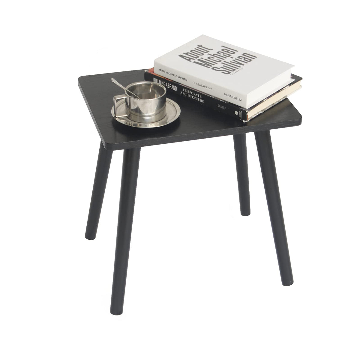 AWASEN Side Table, Small Black End Table for Living Room Bedroom Office Small Spaces, Modern Accent Side Table Nightstand with Solid Wood, Easy Assembly, (Black)