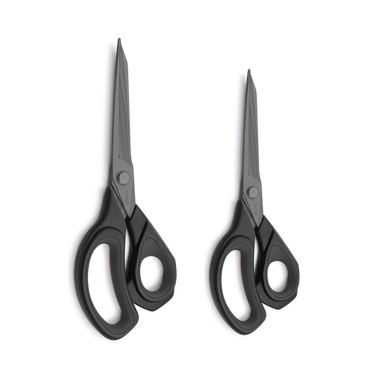 LIVINGO 2 Pack Sewing Fabric Scissors: Titanium Coated Forged Sharp Heavy Duty Shears All Purpose for Tailor Dressmaking Crafting Cutting Clothes Leather, 8.5" & 9.5", Black