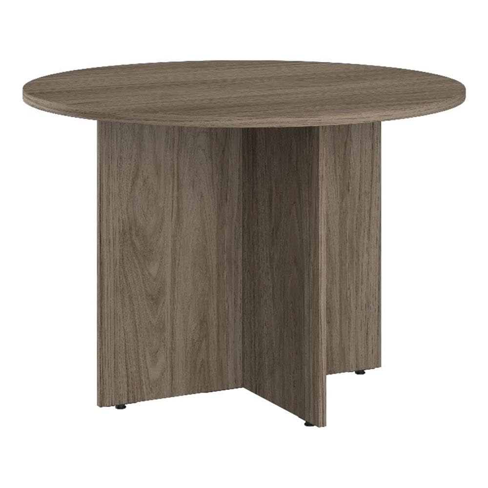 Bush Business Furniture 42-inch Round Conference Table with Wood Base, Circular Meeting Room Desk for 4 Users, Modern Hickory