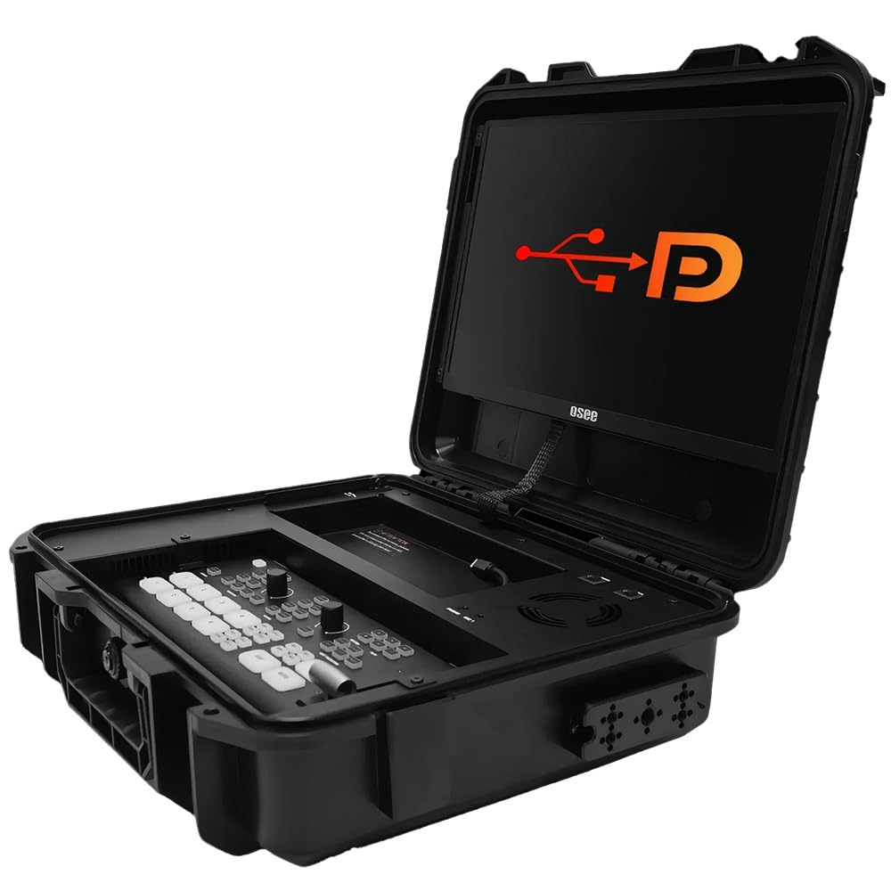 osee GoStream Duet All in One Pro Video Switcher Multiple Live Stream Camera Video Converters Audio Mixer with 4 HDMI/SDI Inputs and 2 HDMI Output USB-C I/O with 14 Inch Monitor Built-in