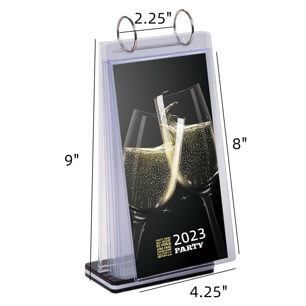 Rikyo Acrylic Sign Holder,Table Card Multi-Page Flip Display 6 Pages-12 Sides,T Shape Double-Sided Desktop Display Holder for Restaurants,Wedding,Photo Frames,Store,Promotions (Vertical-10x20cm)