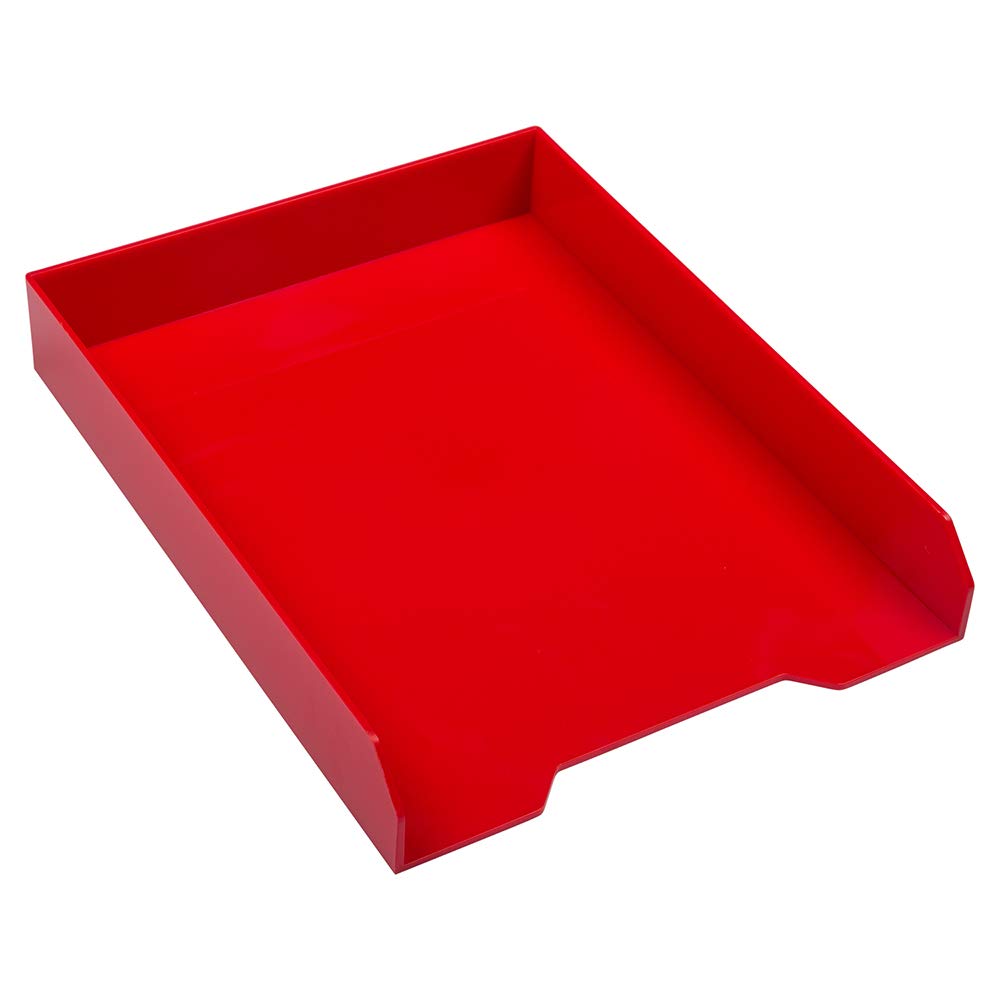 JAM PAPER Stackable Paper Trays - Red - Desktop Document, Letter, & File Organizer Tray - 2/Pack