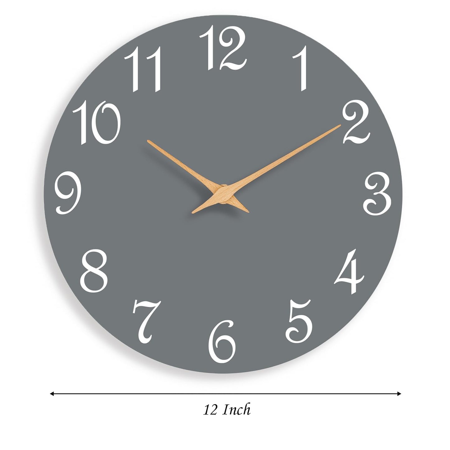 Roymnie Wall Clock 12 Inch, Modern Wall Clocks Battery Operated, Silent Non Ticking Clock Decorative for Living Room, Office, Bedroom, Home, School (Gray)