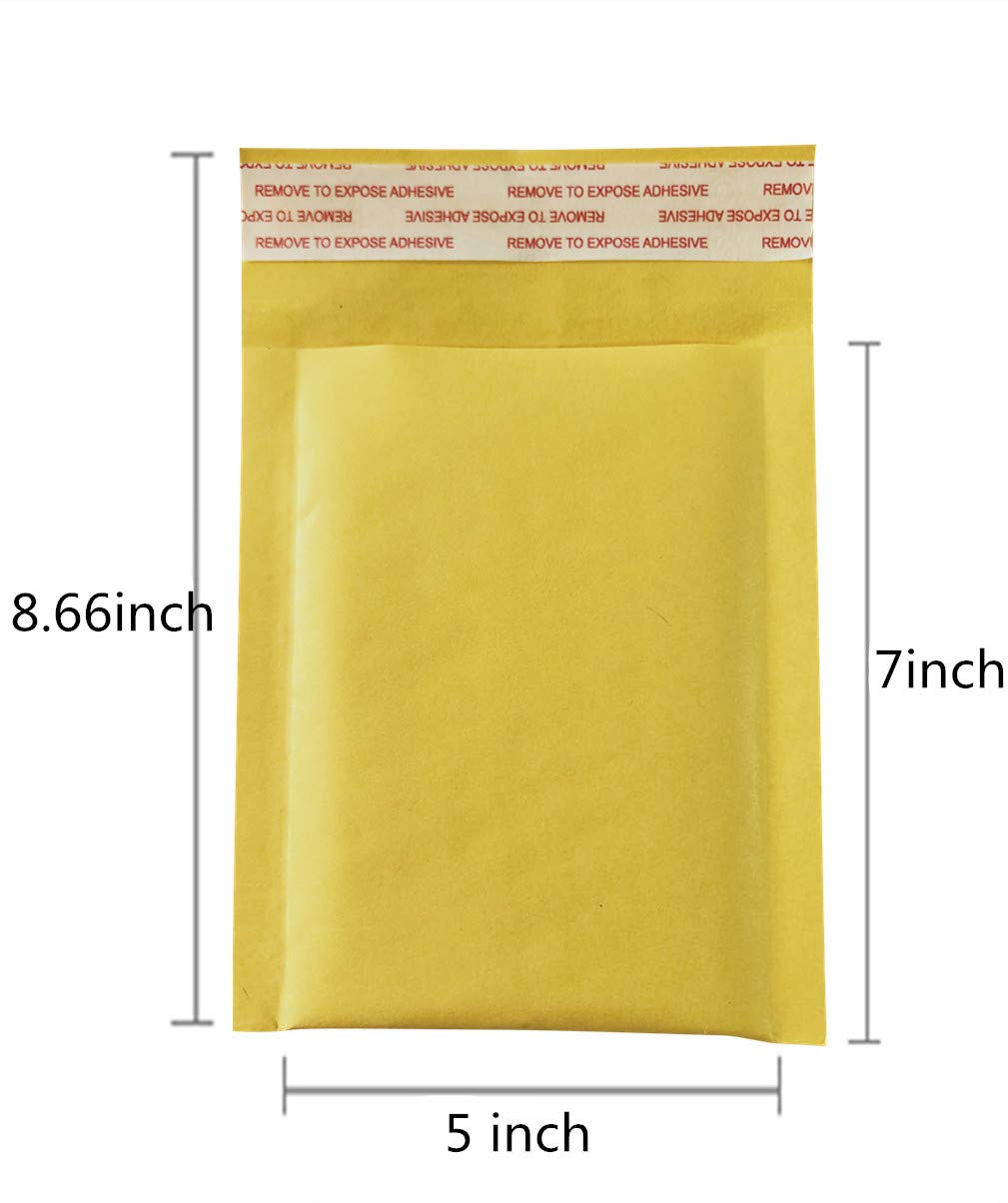 5x7 Inches Small Padded Envelopes Kraft Bubble Mailers Self Seal Shipping Envelopes Bags 50 Pack