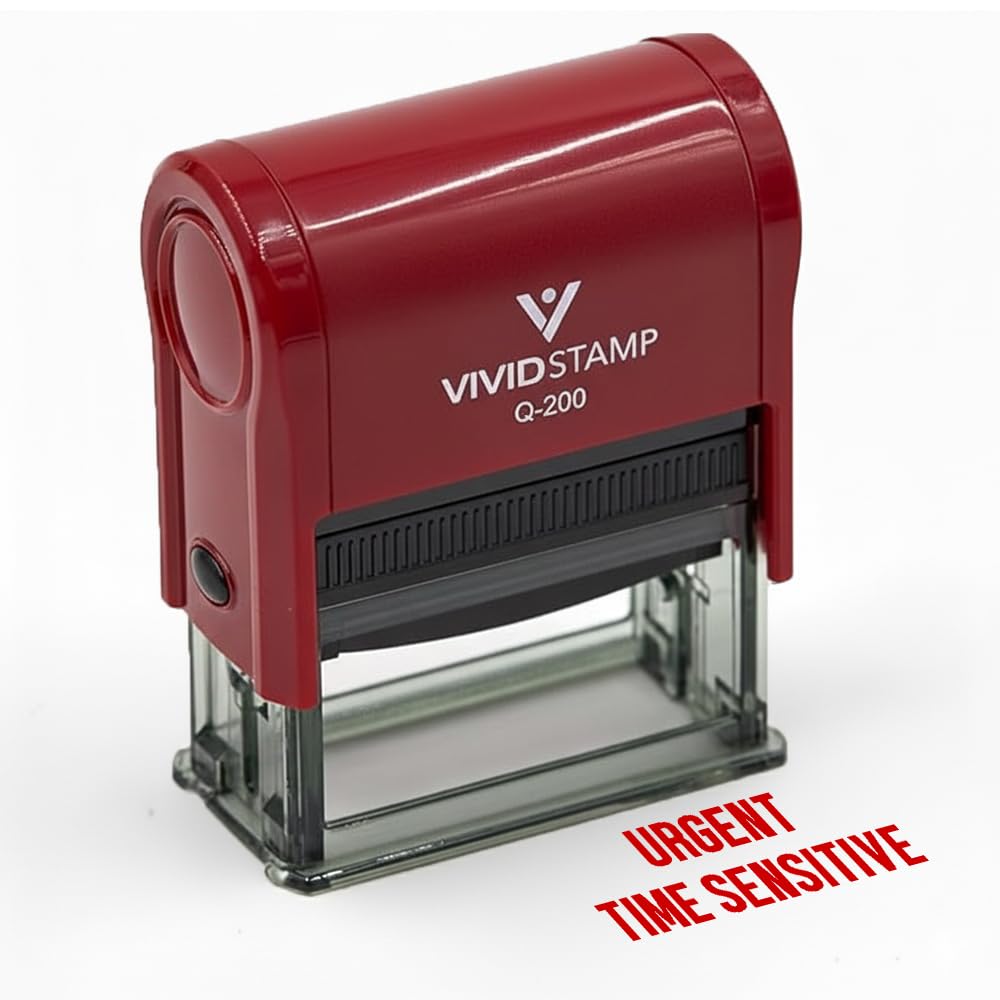 Urgent TIME Sensitive Self Inking Rubber Stamp (Red Ink) - Large 2 Pack