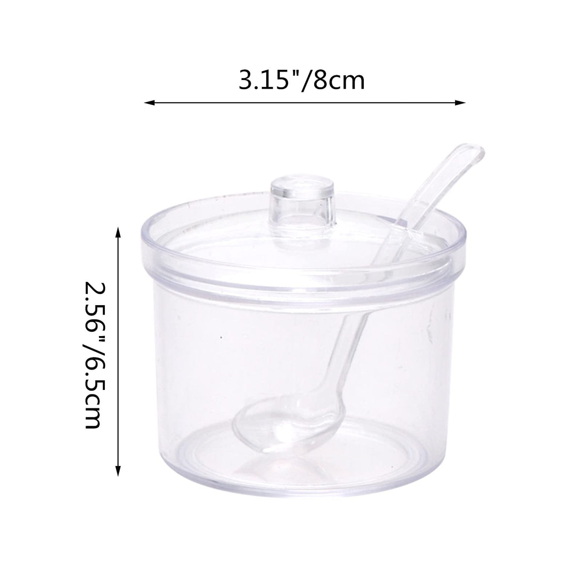 Set of 4 Clear Acrylic Sugar Bowl with Lid Salt Spoon Storage Sugar Jar with Lid for Sugar, Salt, Tea, Spices, Herbs, Condiments