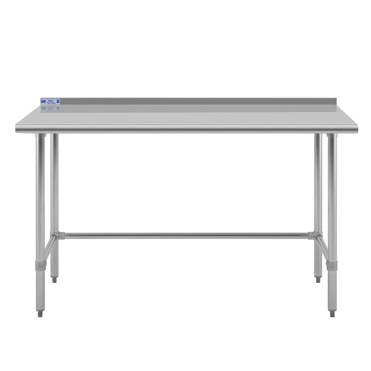 Hally Open Base Stainless Steel Table 24 x 60 Inches, NSF Commercial Heavy Duty Prep & Work Table with Backplash and Galvanized Legs for Restaurant, Home and Hotel