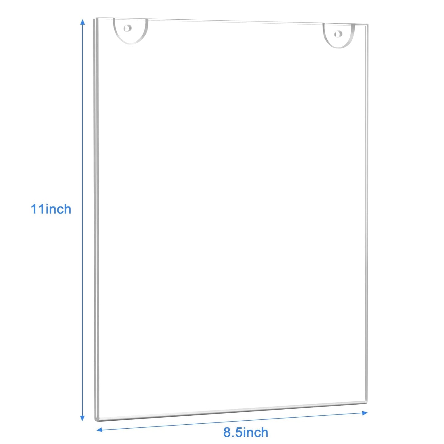 Ludery Acrylic Sign Holder 8.5 x 11 Vertical, Wall Mount Document Holder, Clear Plastic Picture Frame with Tape Adhesive and Screws for Office, Home, Store, Restaurant - 6 Pack