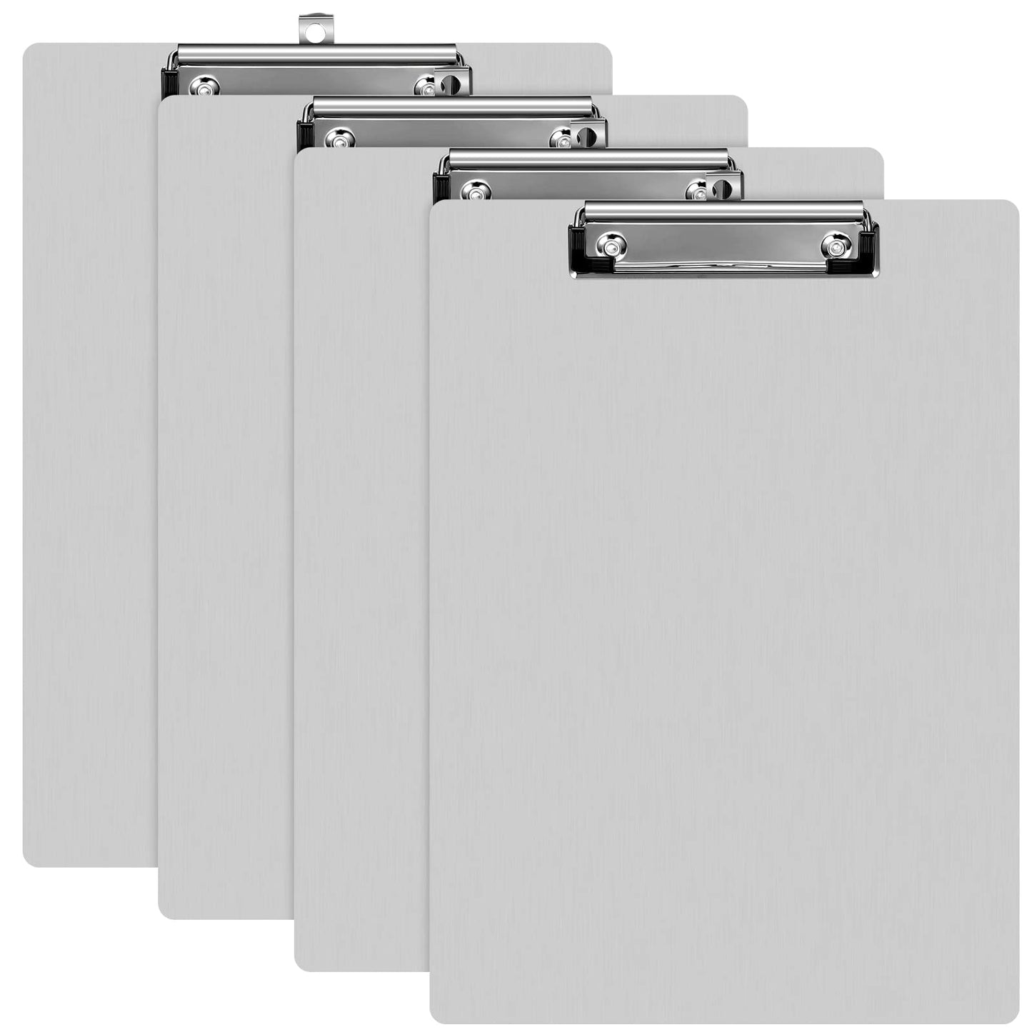 Epakh 4 Pieces Clipboard Bulks Metal Clipboard Aluminum Office Low Profile Clip Standard A4 Letter Size Metal Clip Board, Size 12.5 x 9 Inch