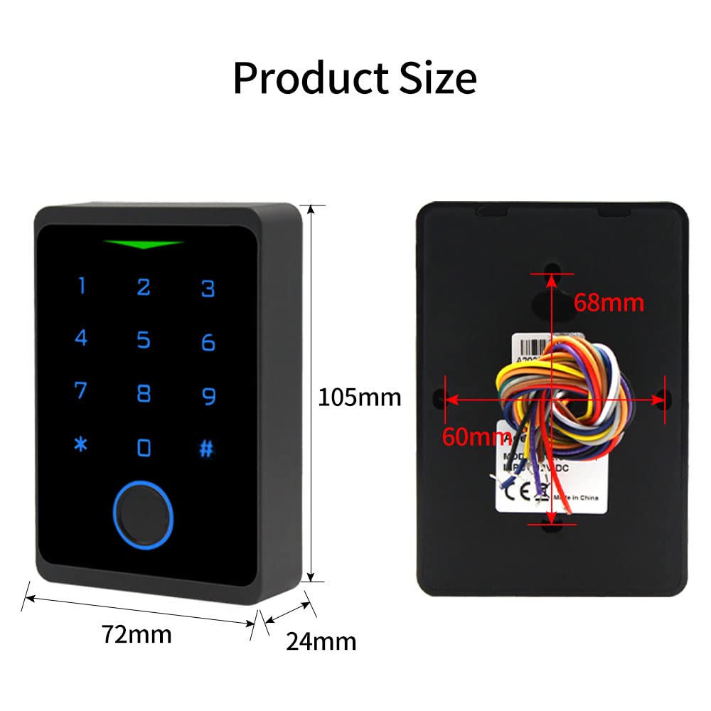 BSTUOKEY WiFi Access Control Keypad,Fingerprint Controler,125khz Card,Lock Opener,Mobile APP Door Keypad,Remote Control Door Lock,Entry Gate Keypad,IP66 Watreproof,1000 User,10pcs Card Free