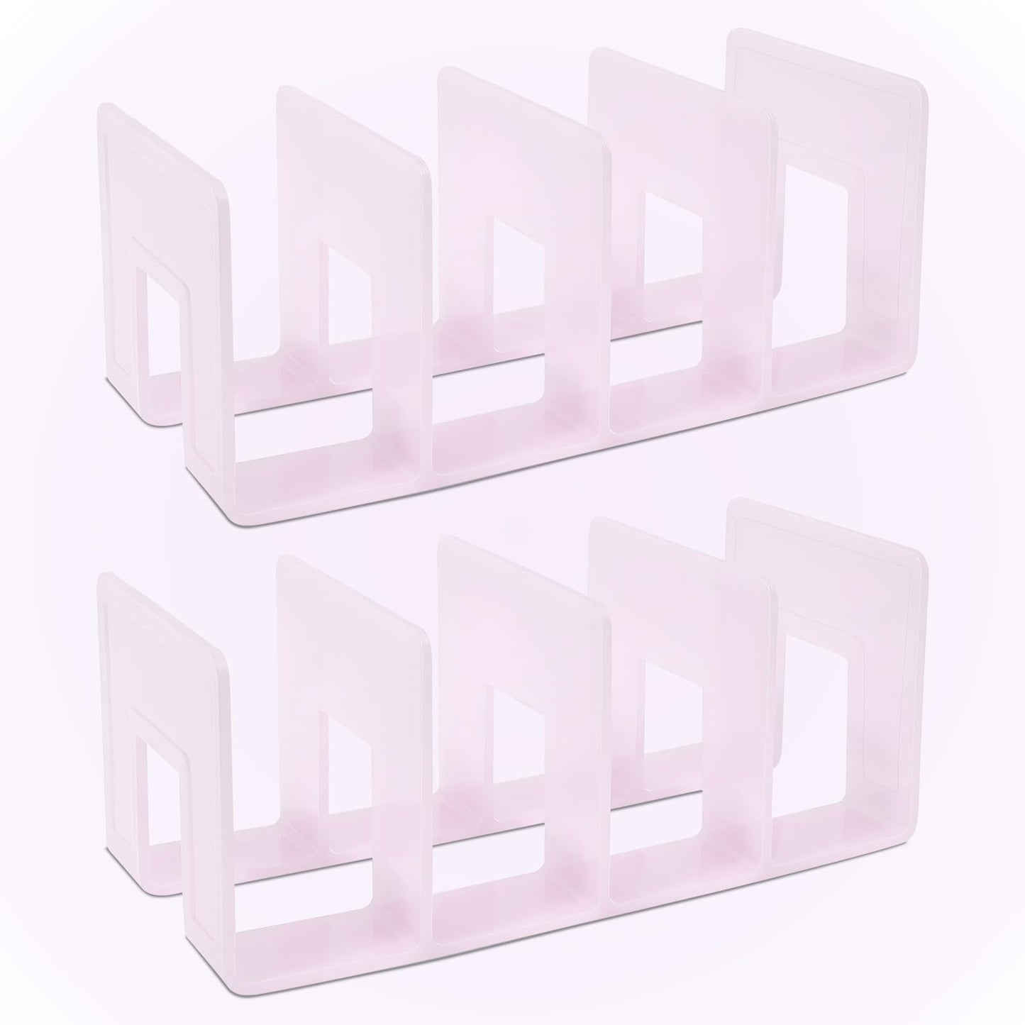 BAYTORY 2Pcs Acrylic File Holder Purse Organizer, Sturdy Desktop File Sorter Organizer, Binder Shelf for Office Desk Kitchen Shelf Closet (Pink)