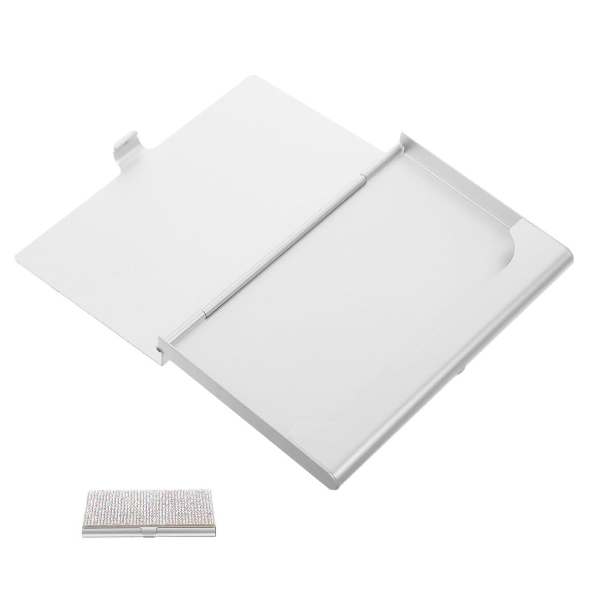 SHINEOFI Rhinestone Business Card Holder Portable Metal Cards Organizer Box Compact Office Card Storage Case 3.62X2.28X0.31In for Professionals