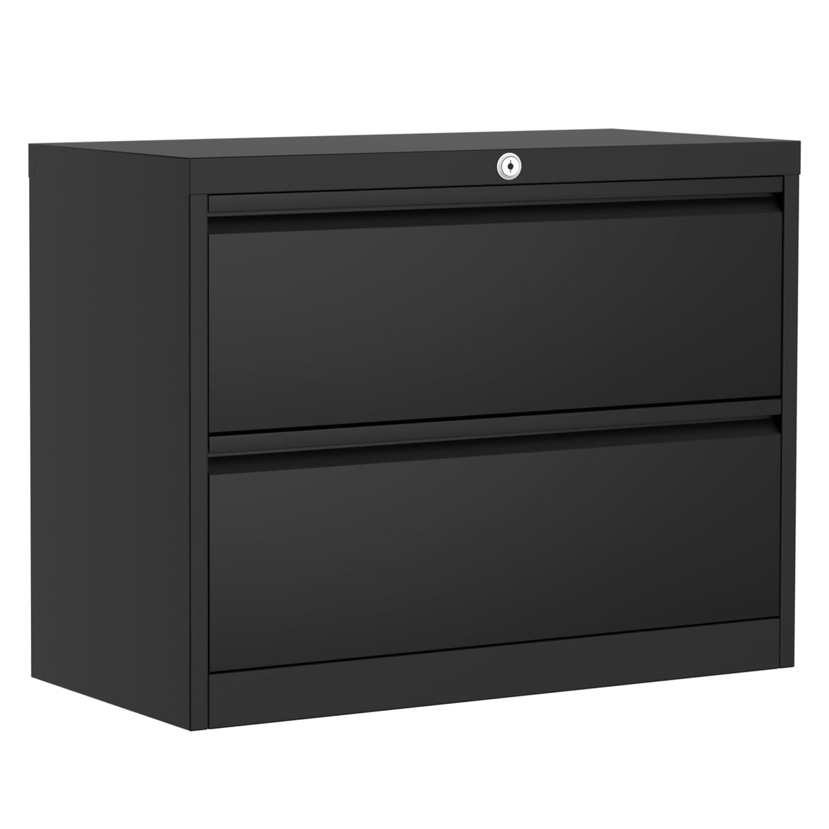 File Cabinet 2-Drawer Lateral with Lock, Metal Office Filing Cabinet for Letter/Legal/a4, Heavy Duty Storage Organizer, Full Extension Drawers, Anti-Tip Safety, Black, Home Office Organization
