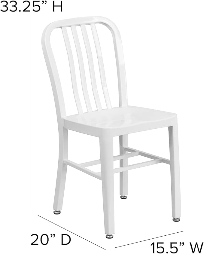 Flash Furniture Gael Commercial Grade 2 Pack White Metal Indoor-Outdoor Chair