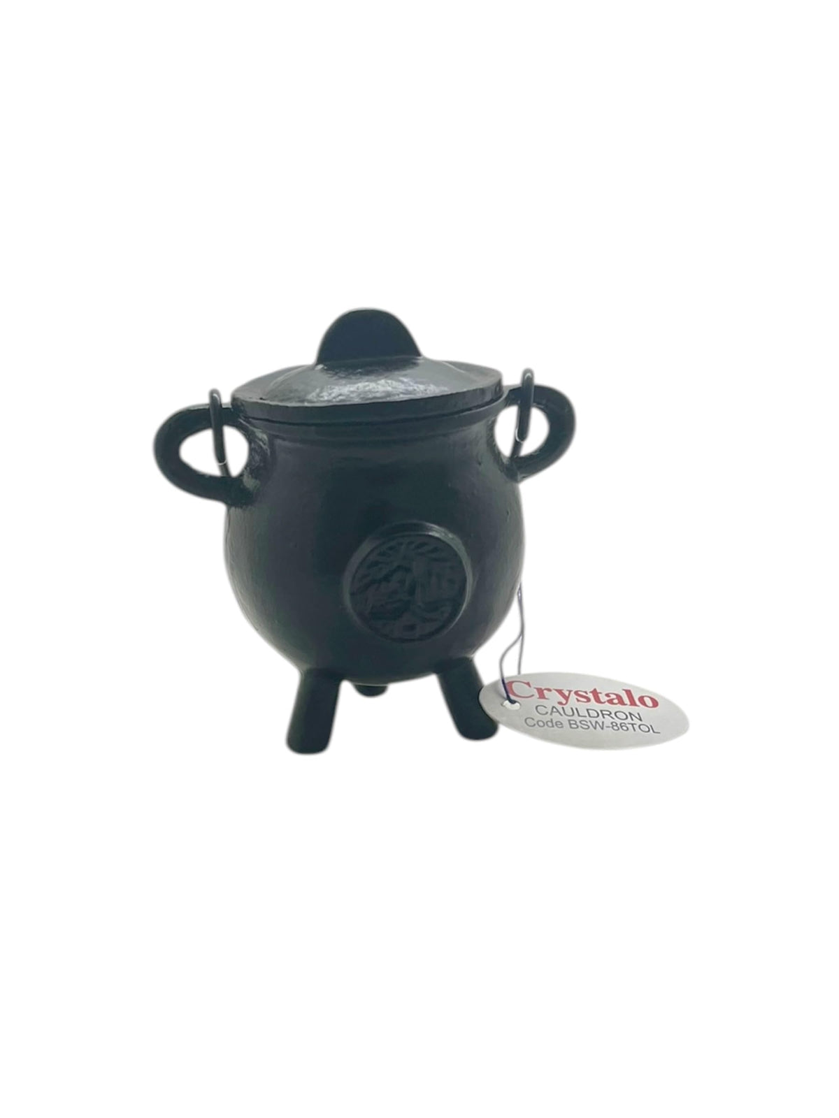 Crystalo - Cast Iron Cauldron with Lid (Tree of Life, 2.5"D 4.25"H)