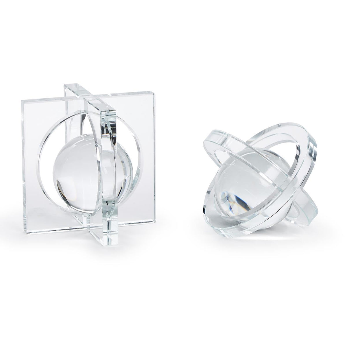 Two's Company Galaxy Crystal Paperweight Sculpture, Set of 2, Includes 2 Designs, Crystal Clear Glass, 5-inches Height