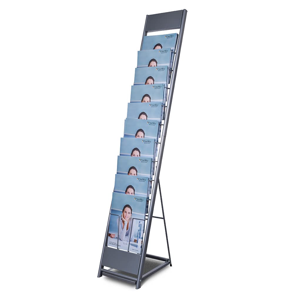 Kroey 10-Layer Magazine Rack - 8.6"x11" Display Stand for Literature, Product Introductions & Public Reception Areas (A4 Width)