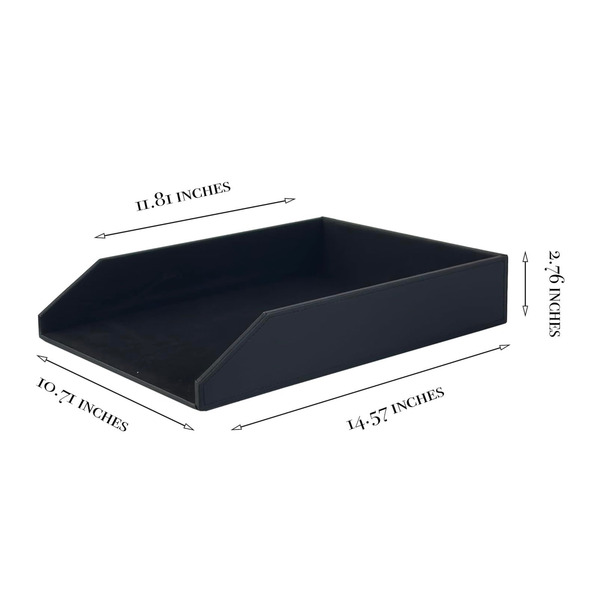UnionBasic Stackable Document Paper Letter Tray, Faux Leather Desktop File Sorter Organizer Tray, Black