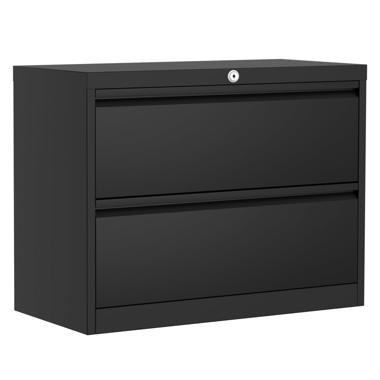 File Cabinet 2-Drawer Lateral with Lock, Metal Office Filing Cabinet for Letter/Legal/a4, Heavy Duty Storage Organizer, Full Extension Drawers, Anti-Tip Safety, Black, Home Office Organization