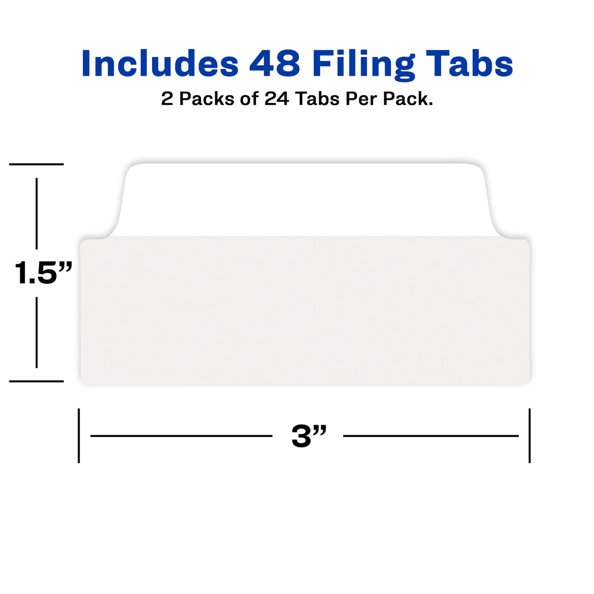 Avery Ultra Tabs, File Tabs, 3" x 1.5", 2-Side Writable, White, Self-Adhesive, 24 Per Pack, 48 Total (2-Pack of 74776)