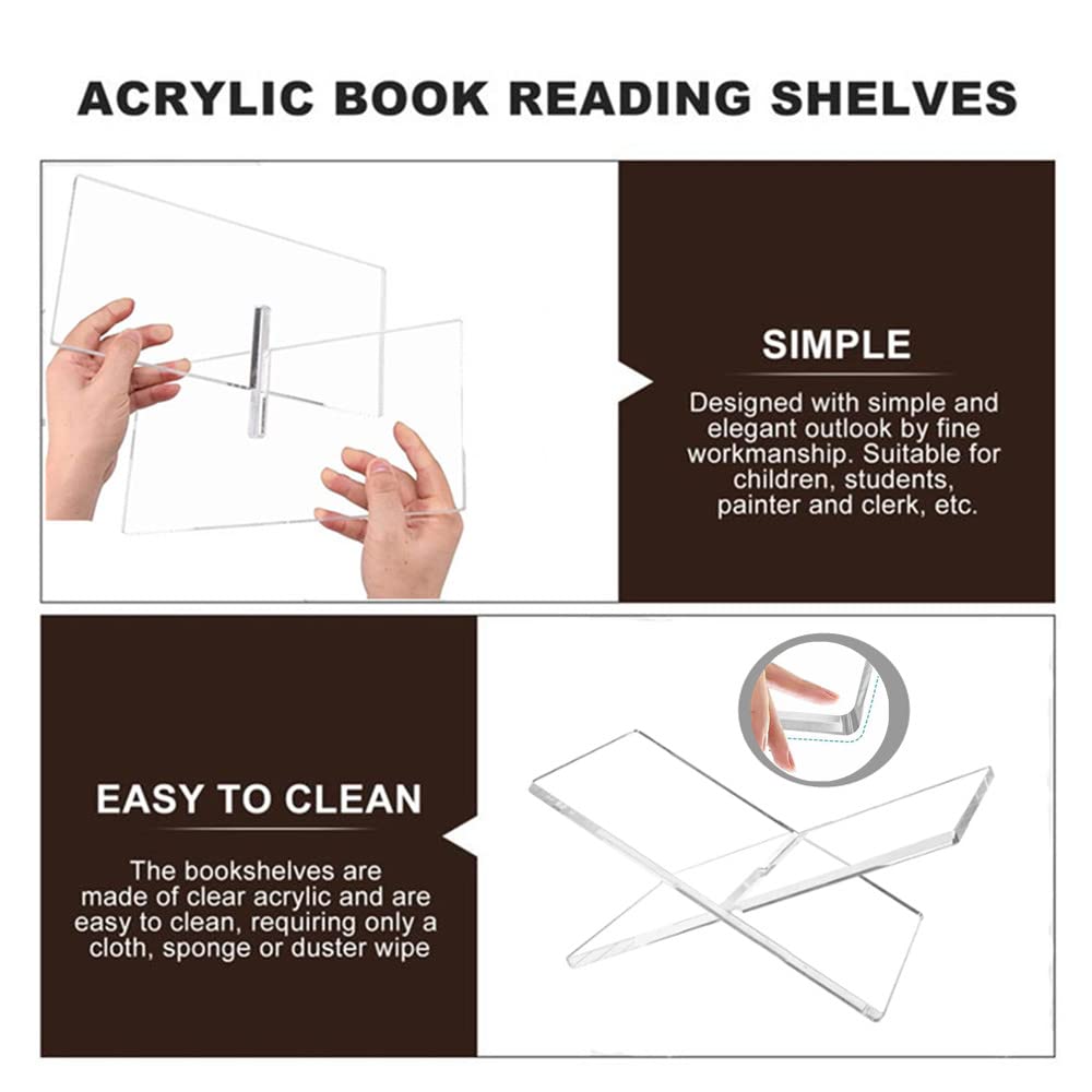 Generic Acrylic Book Stand - Clear, Stable & Widely Compatible for Books, Newspaper, Magazines, Textbooks, Recipe Holder Picture Display
