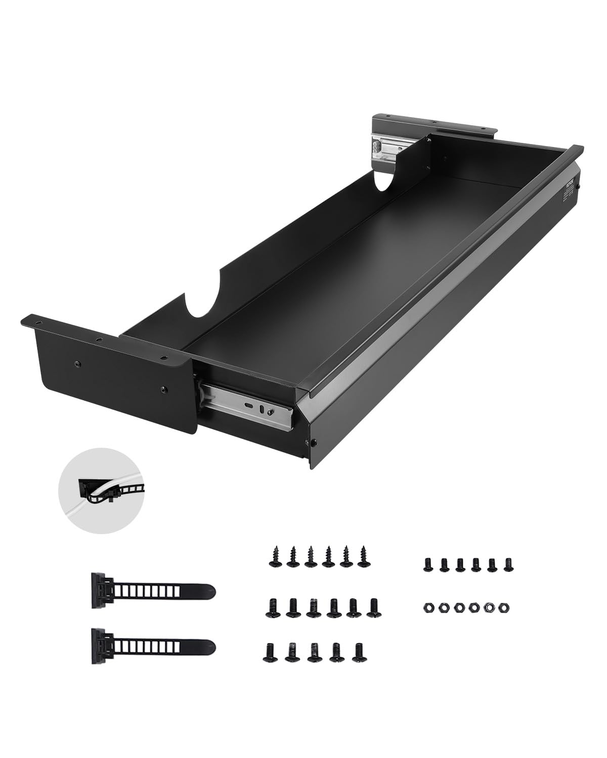 VEVOR Under Desk Drawer Slide Out, 33inch Under Desk Mounted Pull-out Drawer Attachment, Hidden Under Counter Drawers for office Home Sit Stand Workstation, Black