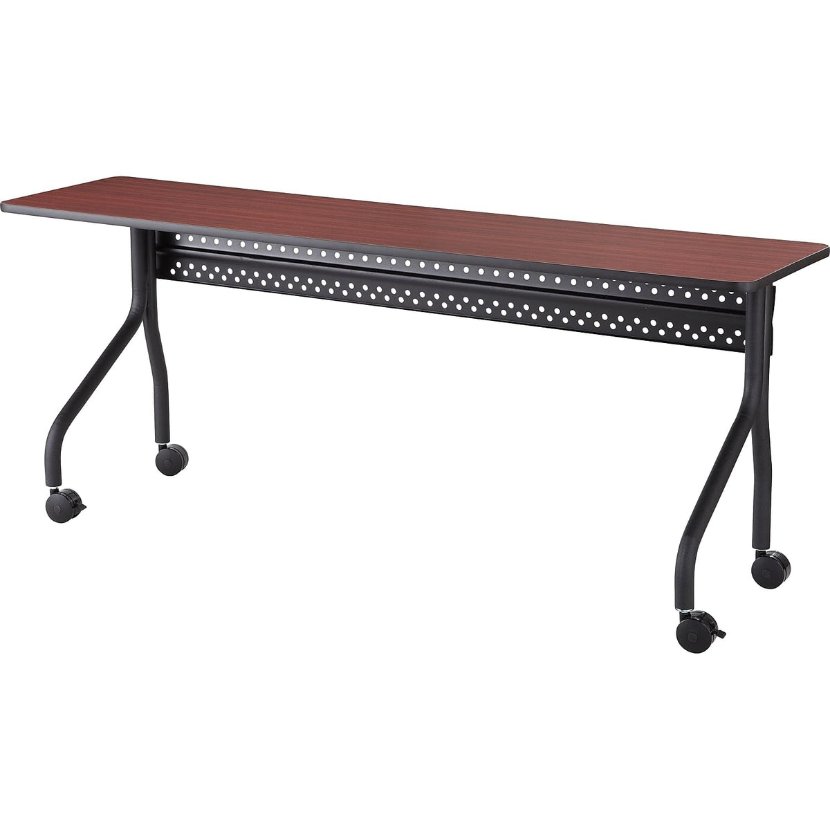 Iceberg OfficeWorks Premium Mobile Training Table – 72” Rectangular Desk with Locking Wheels, Mahogany Top & Black Frame – Rolling Conference Table for Offices, Classrooms, or Workspaces