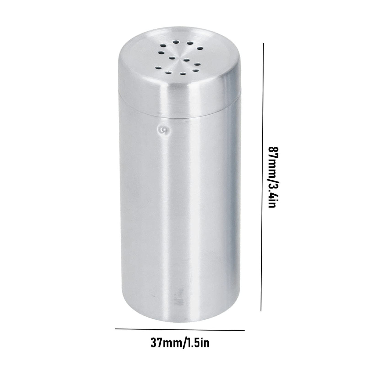 2Pcs Stainless Steel Spices Shakers, Salt and Pepper Shakers Set Seasoning Bottle Spices Jars Dispenser with Shaker Lids Silver