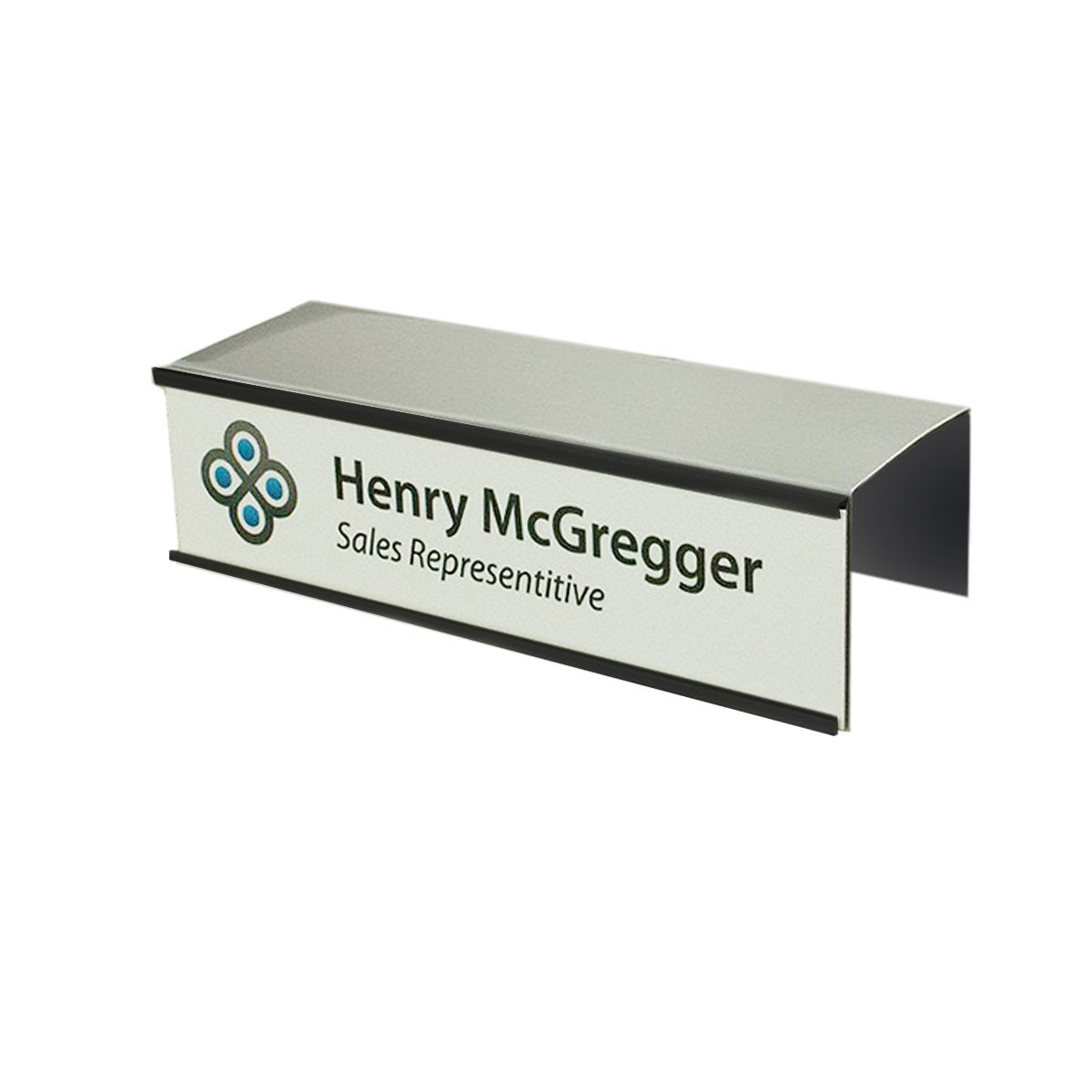 Quality Aluminum, Changeable Cubicle Nameplate Holder, Satin Silver Base, and Matte Black Name Plate Holder, Guaranteed Not to Crack (3" Depth)