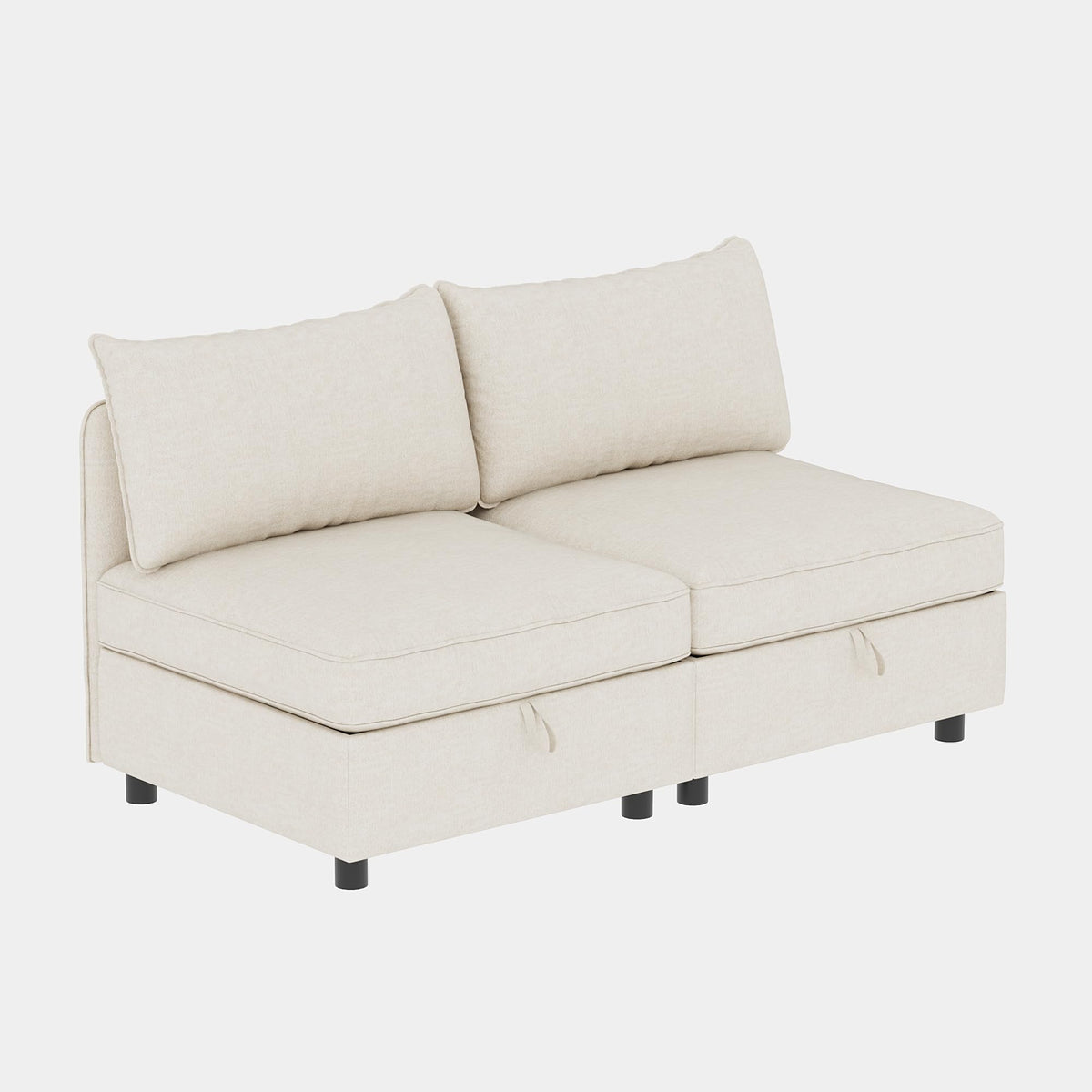 GDFStudio 2 Pieces Armless Loveseat Sofa with Storage, Convertible Small Couches for Small Spaces with Back Cushions, Modular Fabric Deep Seat Home Sofa for Living Room Office Apartment, Beige